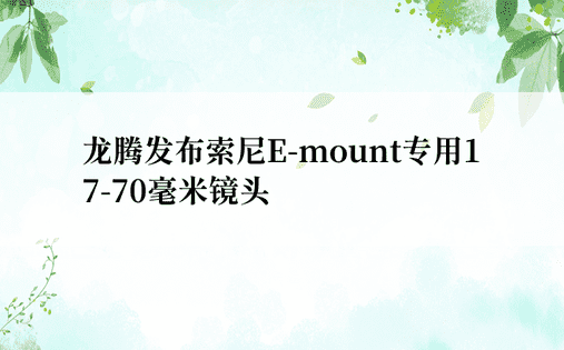龙腾发布索尼E-mount专用17-70毫米镜头